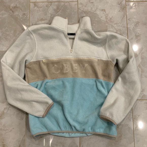 Obey Oversize Quarterzip Fleece Sweater - Picture 3 of 5
